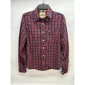 Hollister Mens M Long Sleeve Button Front Plaid Dress Shirt  w Logo